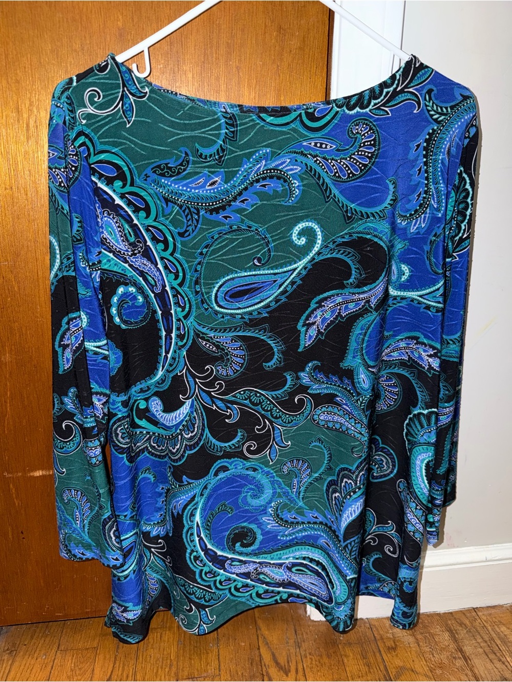 Blue & Teal Paisley Boatneck Top